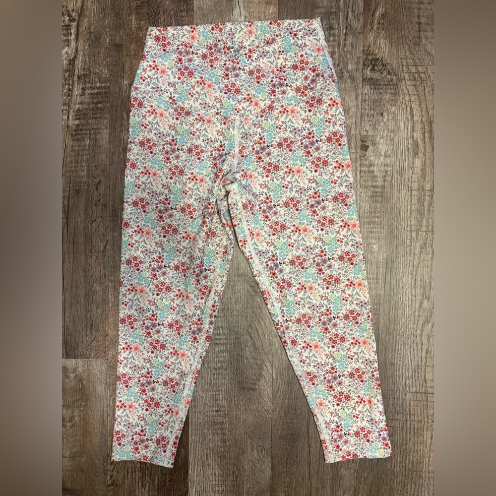 Evolution and Creation Floral Leggings - Red and White Size: L